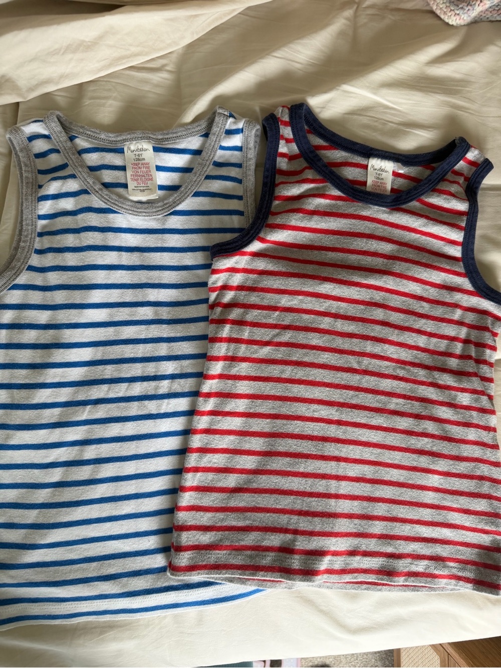 Mini Boden Striped Tank Tops — Blue & Red
